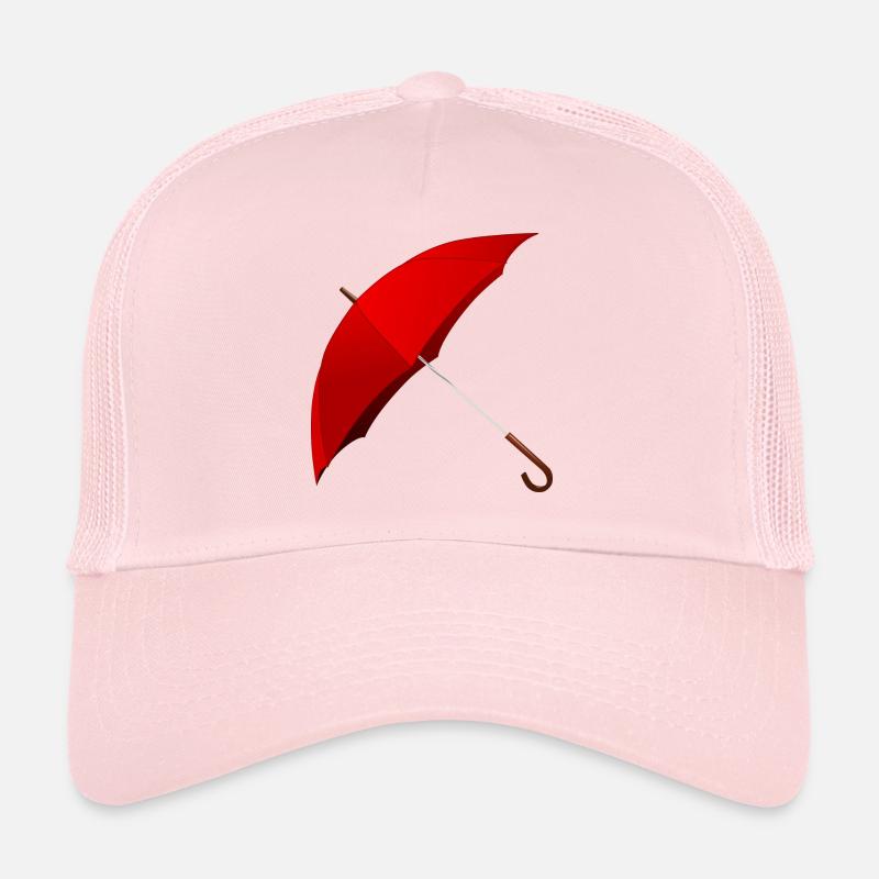 Le parapluie rouge est déployé. Idée de cadeau Casquette trucker 
