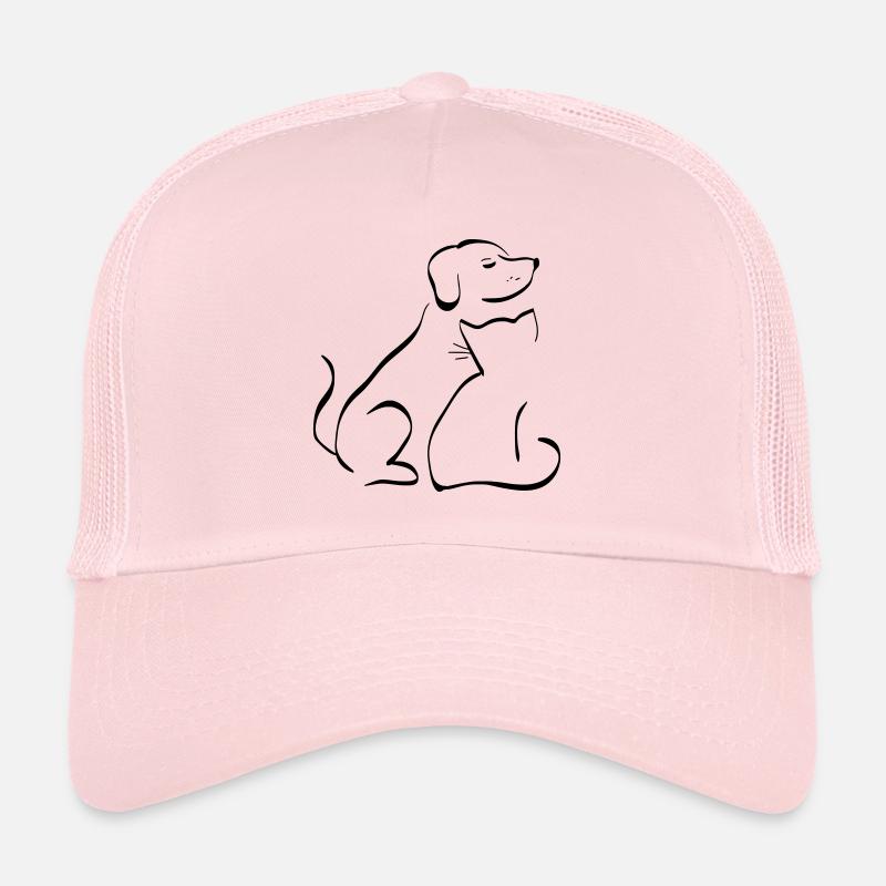 Chien chat amis animaux affectueux cadeau - Casquette trucker  - rose pâle