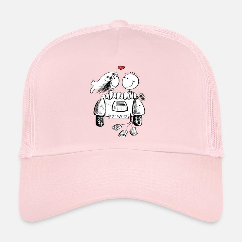 Hochzeit Auto mit Verliebtem Hochzeitspaar - Trucker Cap - Hellrosa