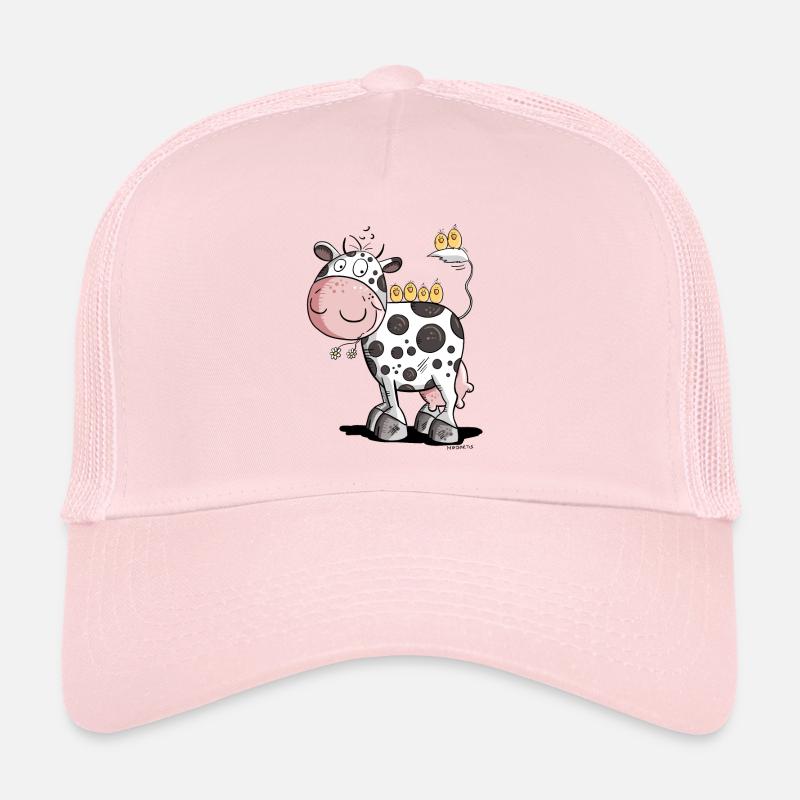 Vache heureuse avec des amis oiseaux Casquette trucker 