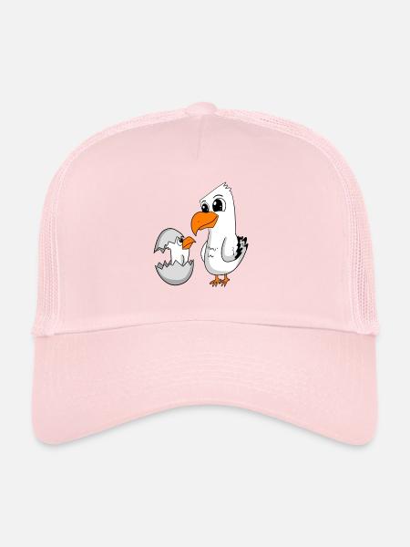 Mouette avec bébé Mouette - Casquette trucker  - rose pâle - Devant