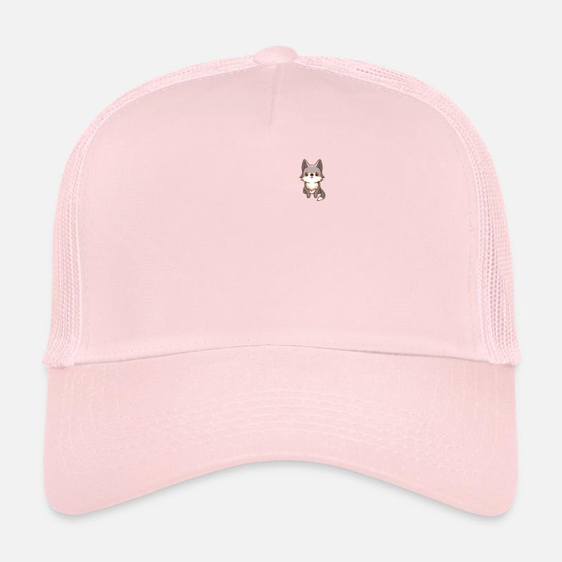 Cute Wolf Wolfhound Kawaii Husky Design Pocket Trucker Cap
