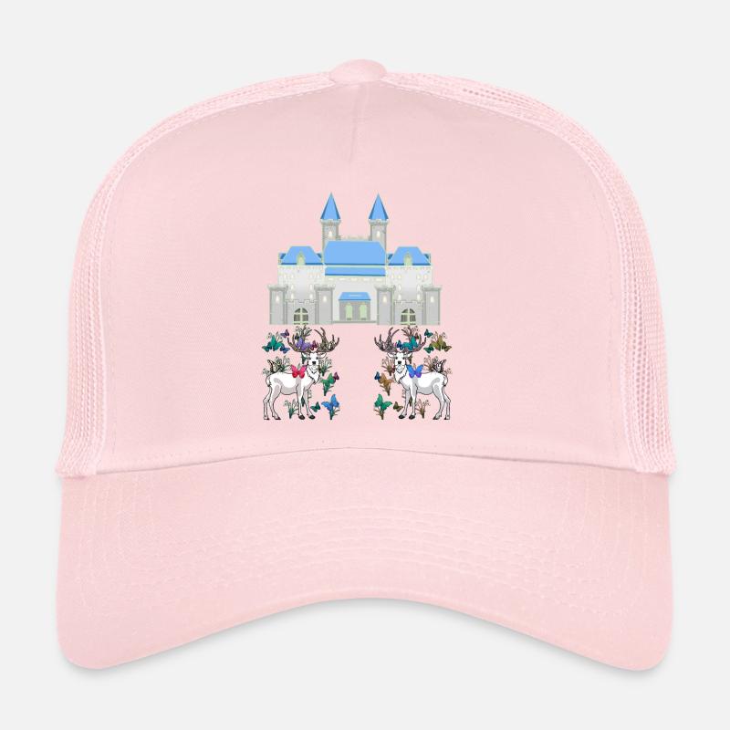Château Conte De Fées Cerf Papillons Printemps Casquette trucker 