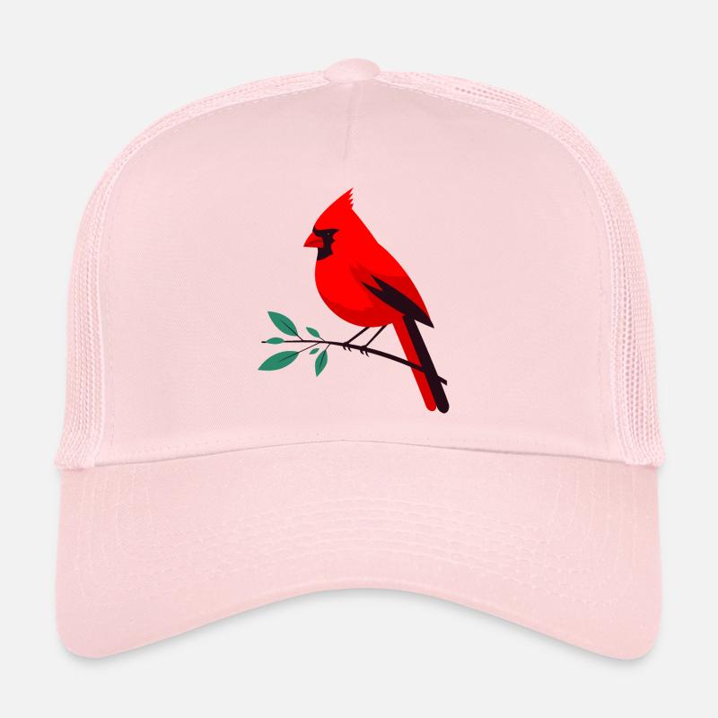 Knalliger Kardinal auf Zweig Trucker Cap