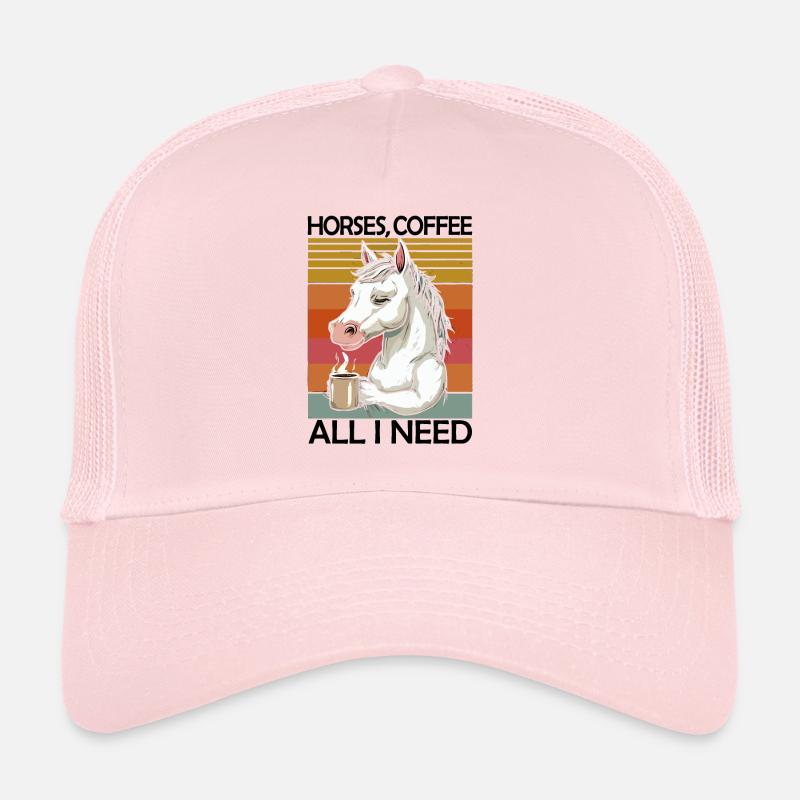 Lustiges Pferd Kunst Pferdebesitzer Pferde Kaffee - Trucker Cap - Hellrosa