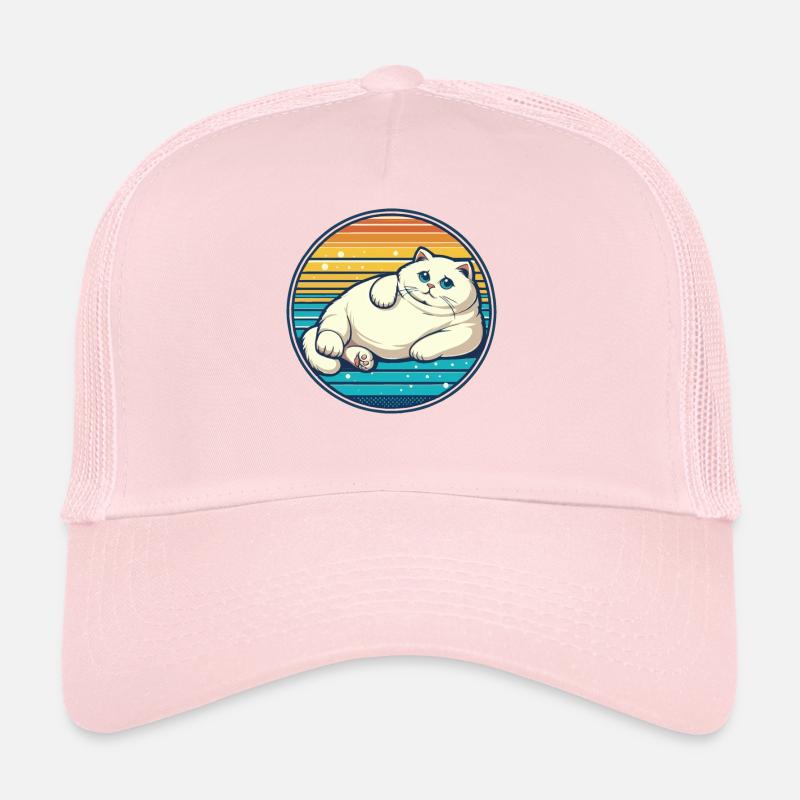 gros, gros, chat blanc aux yeux bleus Casquette trucker 