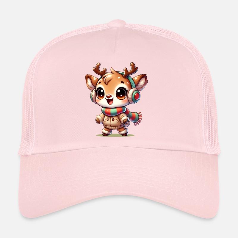 Süßes Rentier mit winterlichem Look mit Kopfhörer Trucker Cap