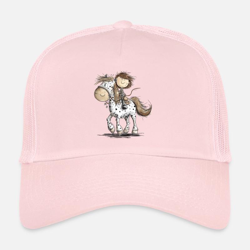 Cheval drôle avec cavalier cheval de dessin animé Casquette trucker 