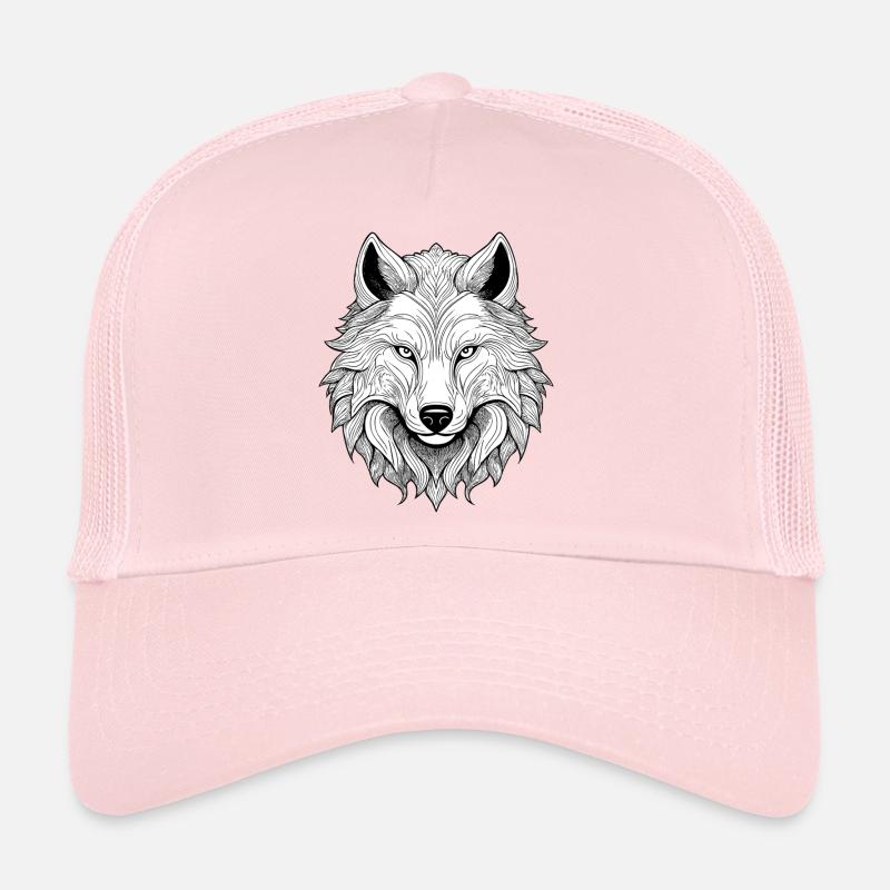 Mystic Wolf with Detail Drawing Trucker Cap