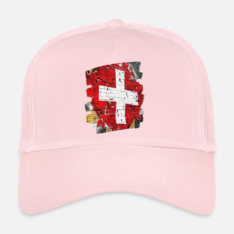 Schweizer Flagge Schweiz - Trucker Cap - Hellrosa