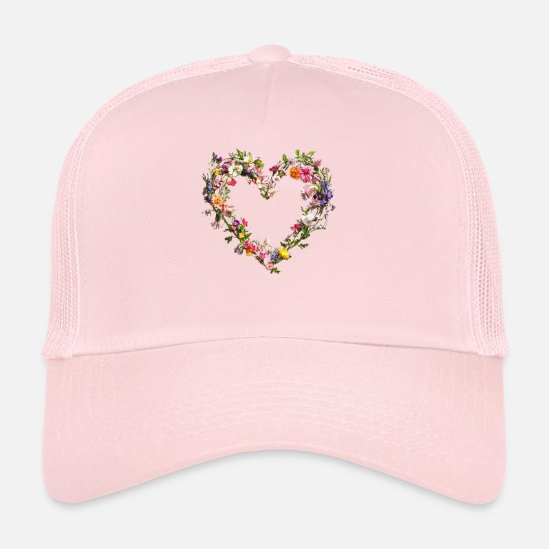 Cœur de fleurs délicates Fleurs printanières Casquette trucker 