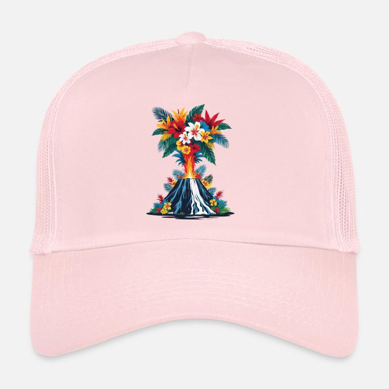 Vulkanausbruch mit Blumen bunt Trucker Cap