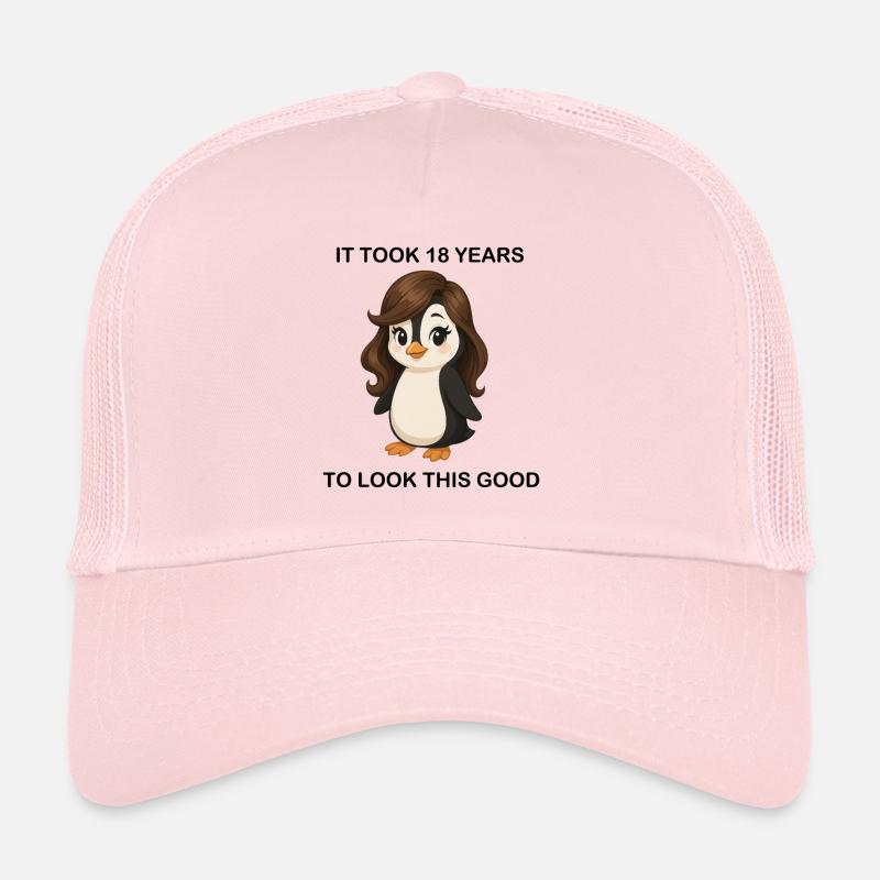 Lustiger Pinguin Mädchen Cartoon Geburtstag Spruch - Trucker Cap - Hellrosa