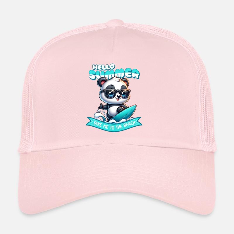 Panda Surfer Sommer - Trucker Cap - Hellrosa