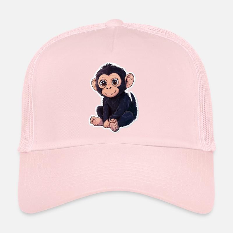 Monkey Cute Monkey Gift for Monkey Fans - Trucker Cap - pale pink