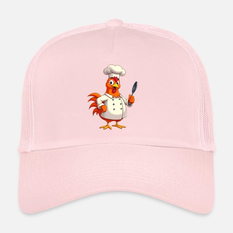 Chicken as a chef with chef's hat and spatula Trucker Cap
