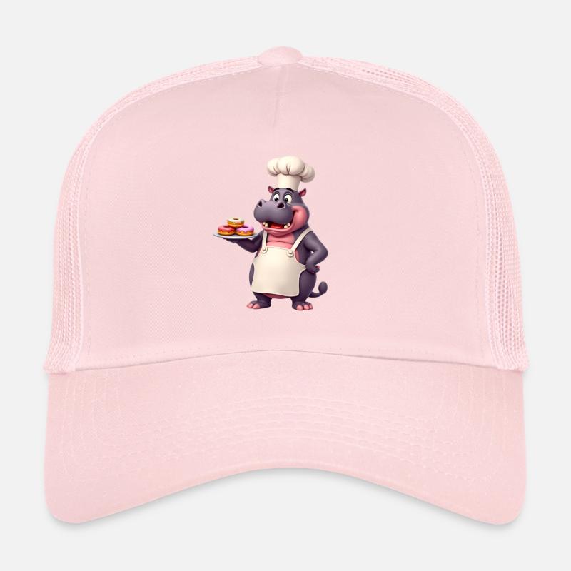 Kochender Hippo Kochbuch Chef - Trucker Cap - Hellrosa