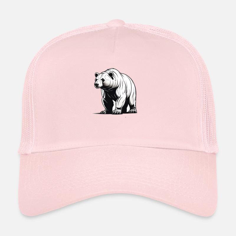 Illustration élégante d'ours en noir et blanc Casquette trucker 