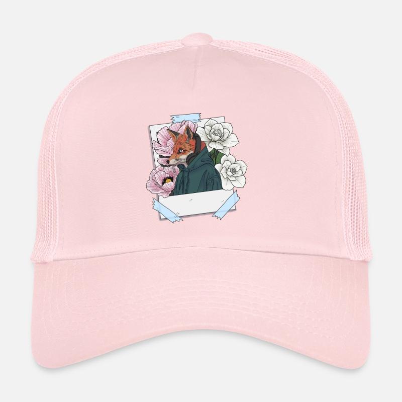 Renard avec casque et thème floral Casquette trucker 