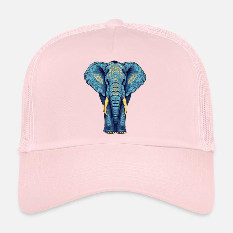 Eleganter Elefantenkopf mit Ornamentmuster - Trucker Cap - Hellrosa