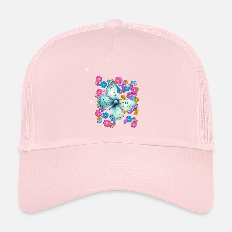 Fleurs papillon rétro années 60 Casquette trucker 