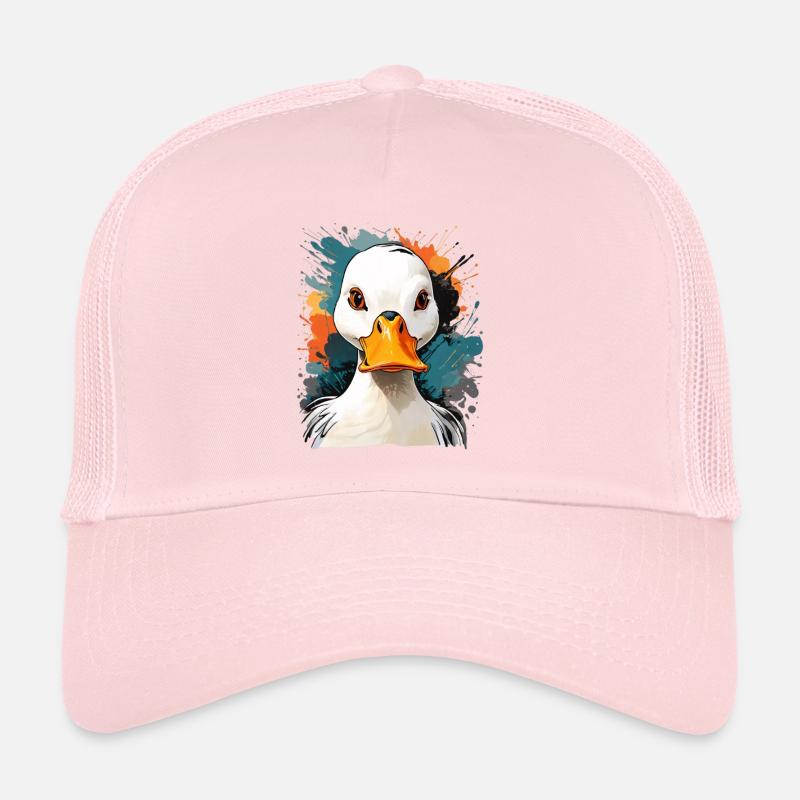 Ausdrucksstarker Gänseporträt mit Farbexplosionen Trucker Cap