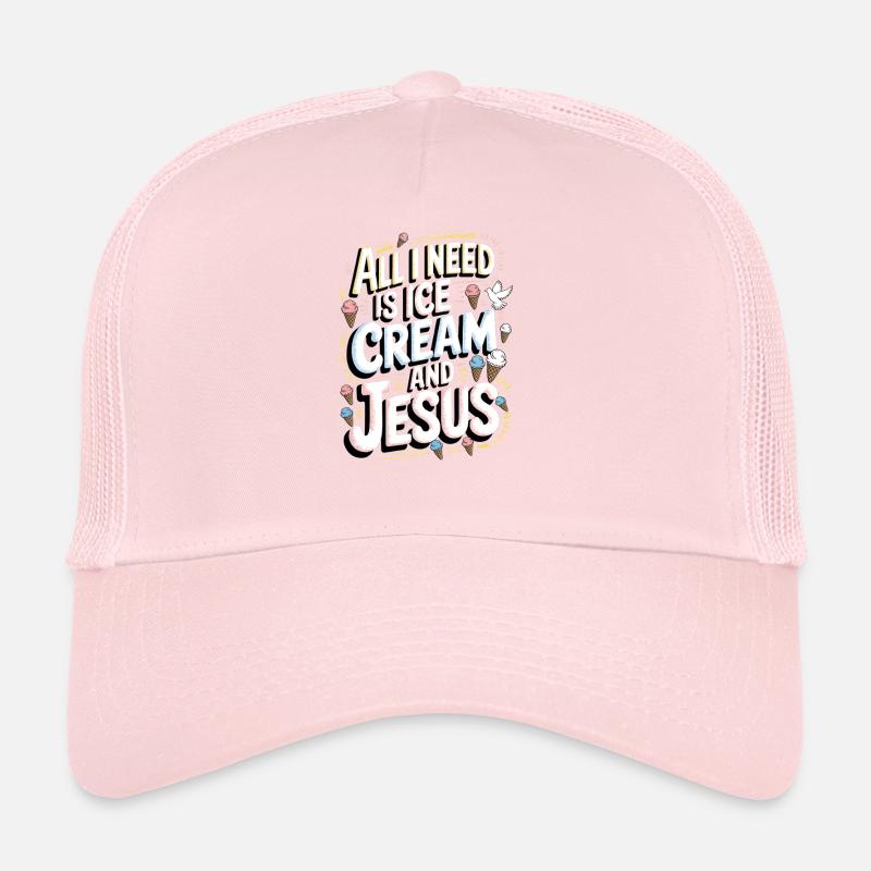 Cream and Jesus Inspirational Tee Trucker Cap