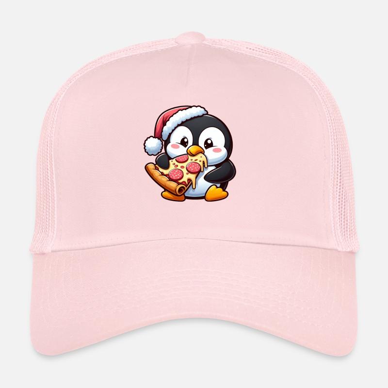 Mignon Pingouin Père Noël Pizza Restauration rapide Casquette trucker 