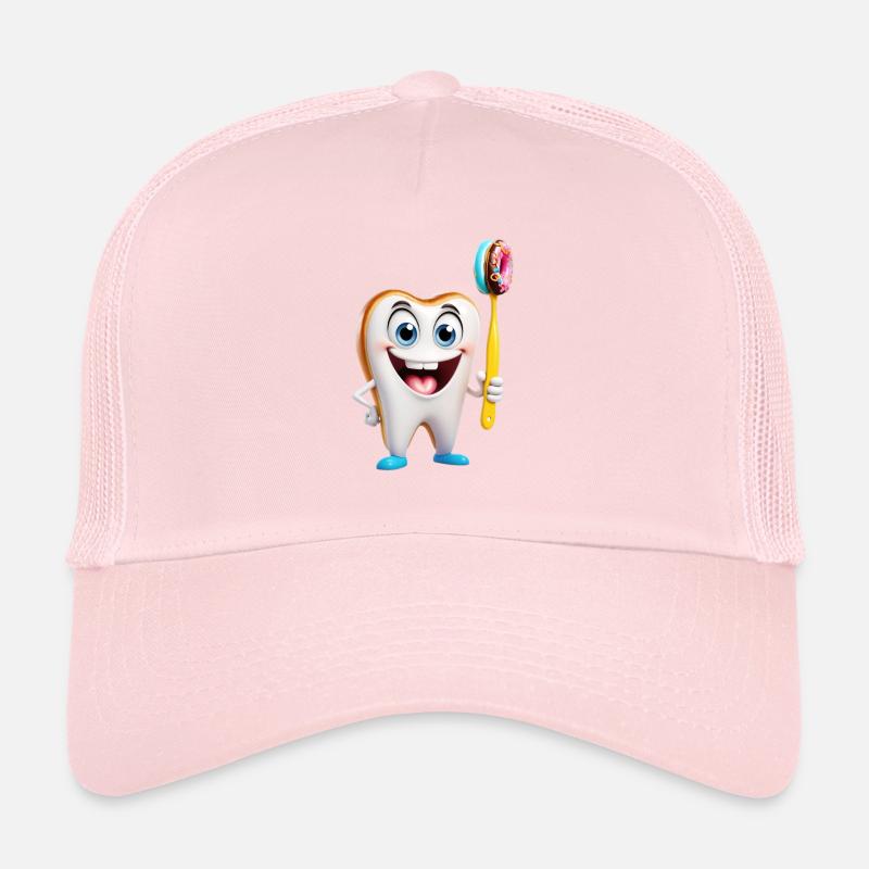 Dent heureuse avec brosse beignet Casquette trucker 
