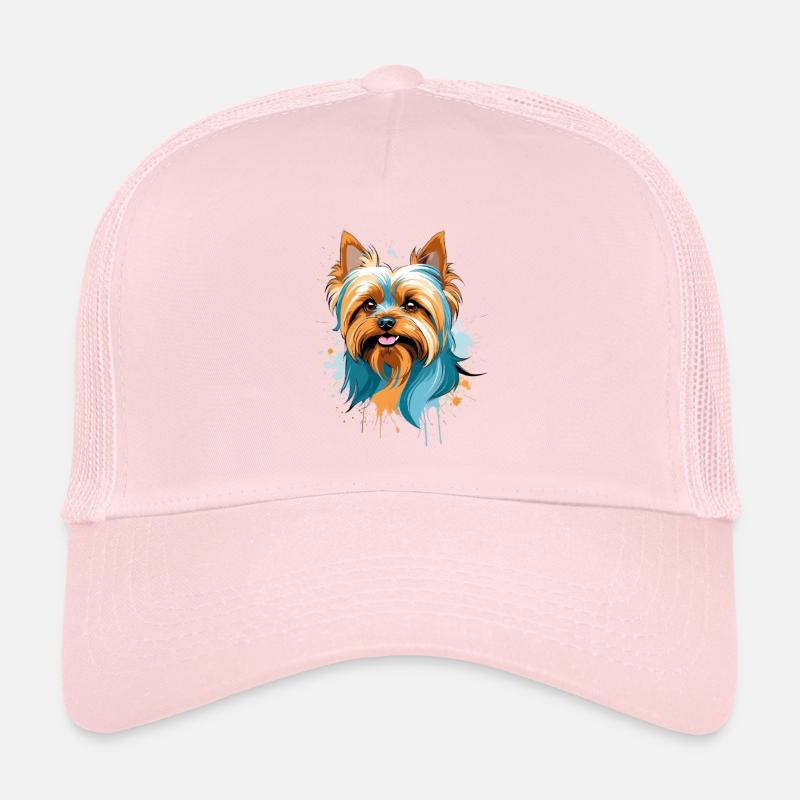 Bunter Yorkie Blick - Trucker Cap - Hellrosa