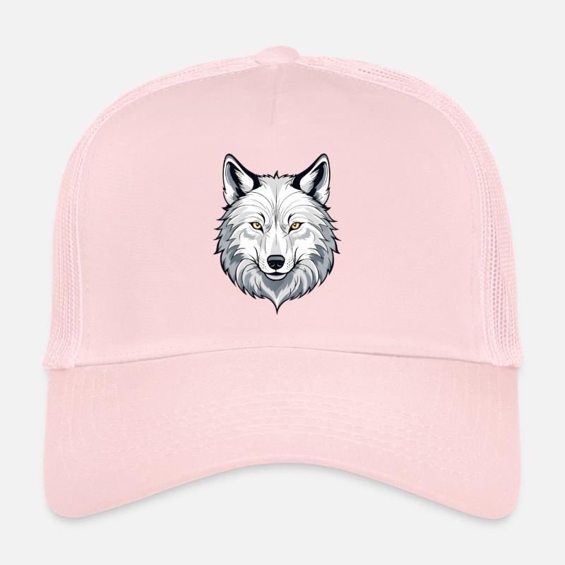 Weißer Wolfkopf Illustration Trucker Cap