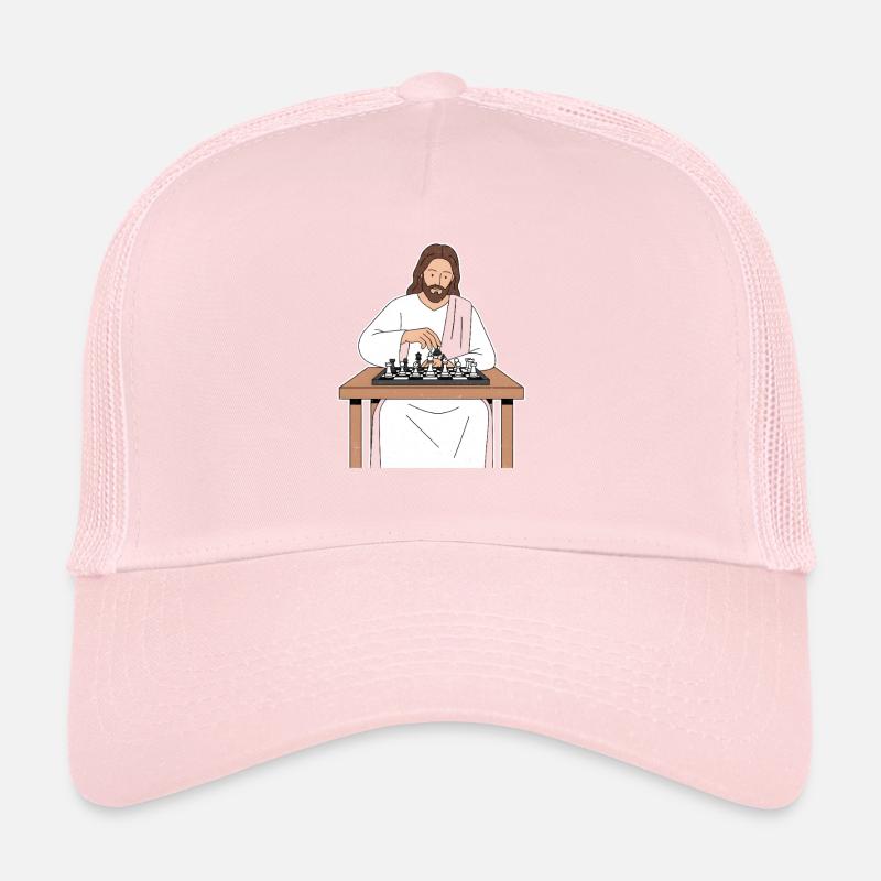 Heiliger Zug beim Schach / Jesus Schach - Trucker Cap - Hellrosa