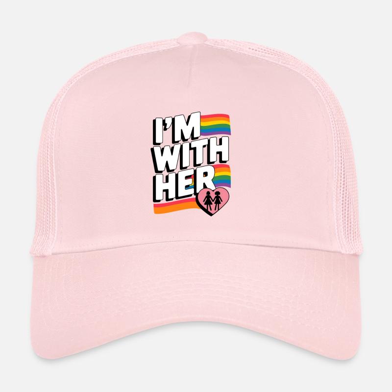 I'M WITH HER Pride Rainbow Trucker Cap