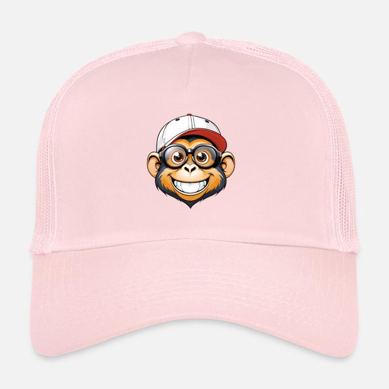 Affe mit Kappe und Brille Trucker Cap