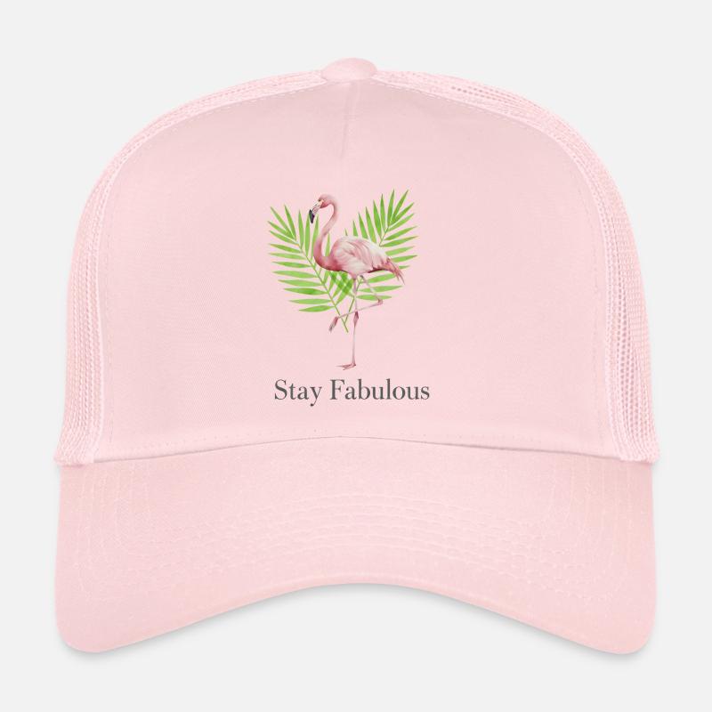 Flamingo Palm Trees Flair Stay Fabulous - Trucker Cap - pale pink