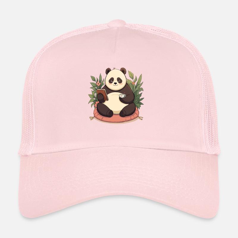 Panda reading with tea Trucker Cap