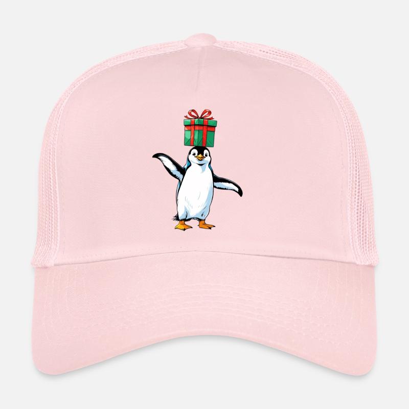 Pingouin avec cadeau sur la tête Casquette trucker 