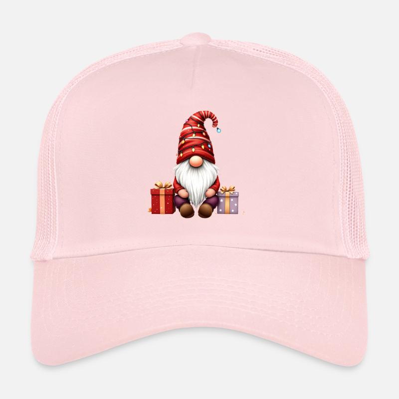 Weihnachtswichtel Mit Lichterkette Und Päckchen - Trucker Cap - Hellrosa