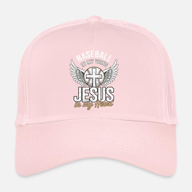 Baseball & Jesus – Cross with Wings Design Trucker Cap