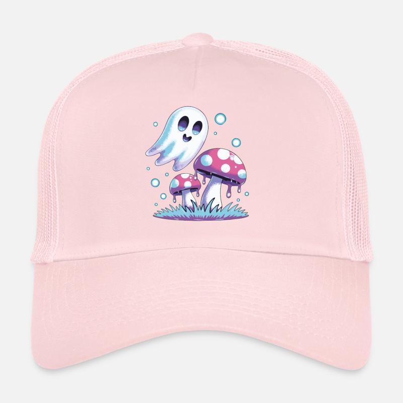 Kawaii Ghost & Mushrooms – Pastel Design Trucker Cap