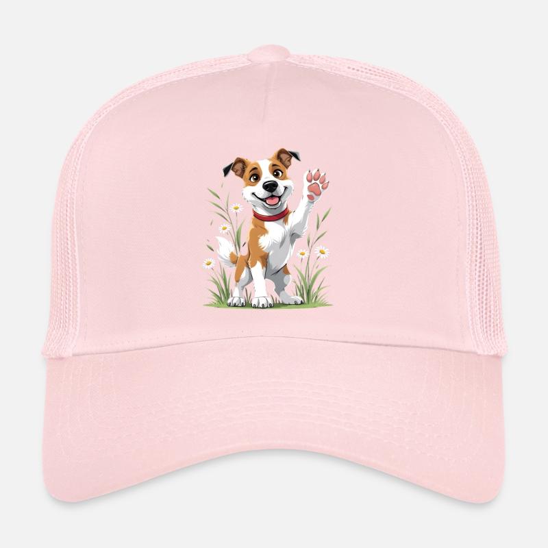 Fröhlicher Hund im Feld Trucker Cap
