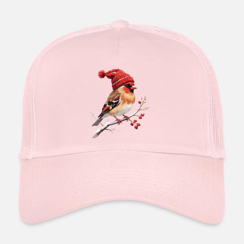 Winter Cardinal with Red Bobble Hat Trucker Cap