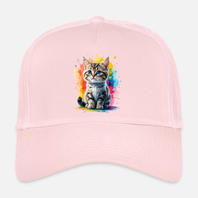 Explosion de couleurs de portrait de chat Casquette trucker 