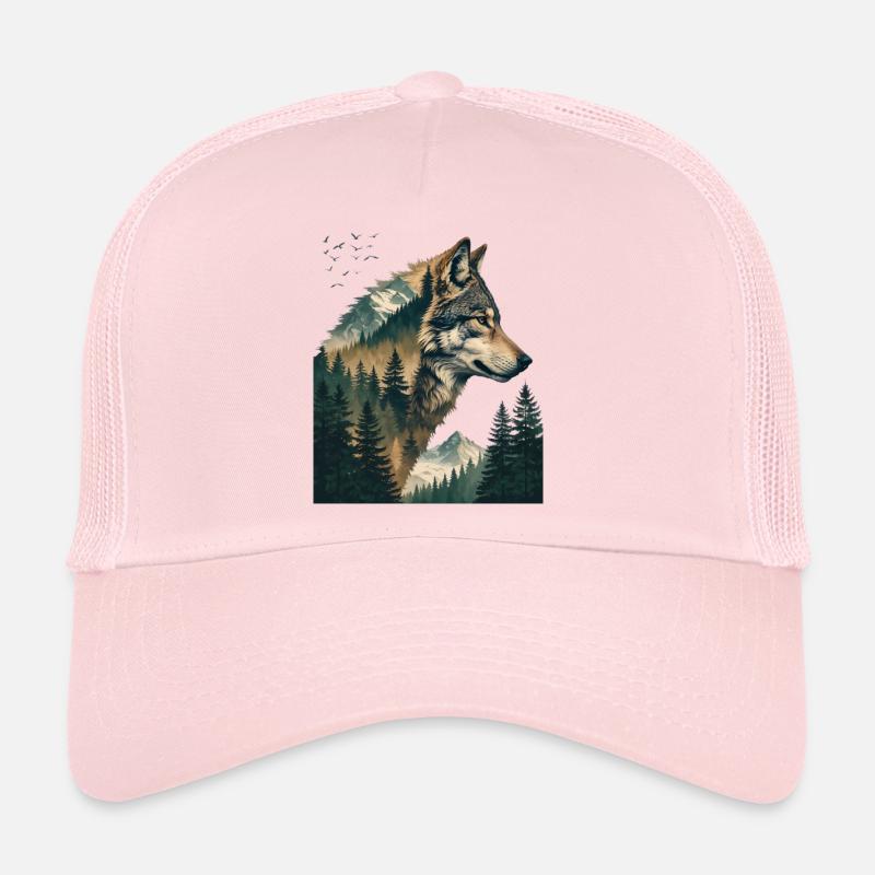 Waldwolf Doppelbelichtung - Trucker Cap - Hellrosa