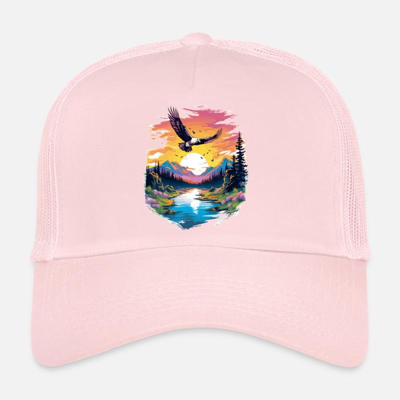 Sunset hawk over wilderness Trucker Cap