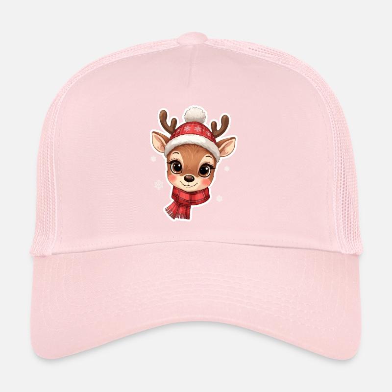 Cerf d’hiver avec écharpe rouge Casquette trucker 