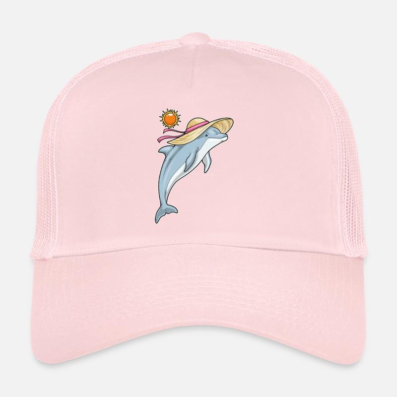 Dolphin Beach Straw Hat Summer Trucker Cap