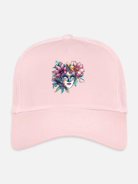 Floral mask in masquerade ball style - Trucker Cap - pale pink - Front