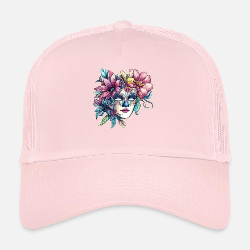 Masque floral dans un style bal masqué Casquette trucker 