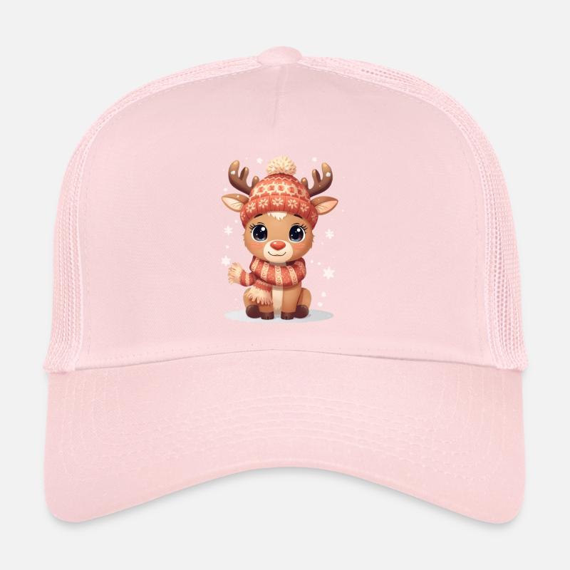 Cerf d’hiver avec chapeau et écharpe Casquette trucker 
